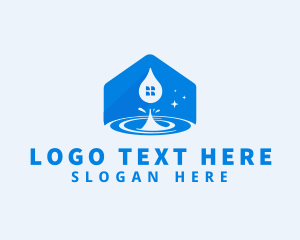 Water Station - House Water Droplet logo design