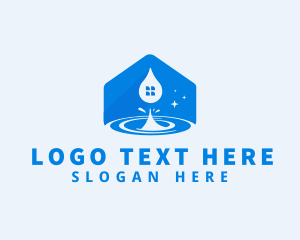 Water Station - House Water Droplet logo design