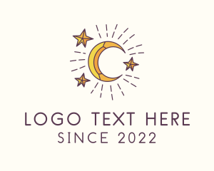 Heavenly Bodies - Crescent Moon Star Astrology logo design