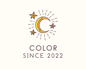 Crescent Moon Star Astrology logo design
