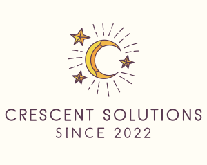 Crescent - Crescent Moon Star Astrology logo design