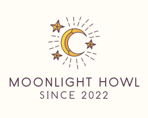 Crescent Moon Star Astrology logo design