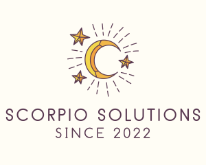 Crescent Moon Star Astrology logo design