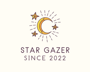 Crescent Moon Star Astrology logo design