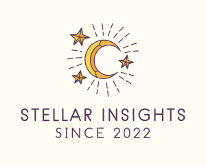 Crescent Moon Star Astrology logo design