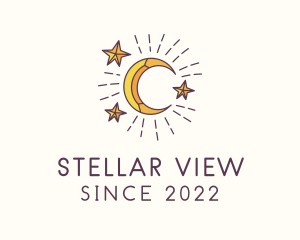 Stargazing - Crescent Moon Star Astrology logo design