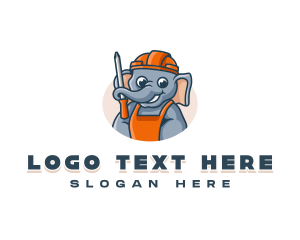 Worker - Elephant Screwdriver Worker logo design