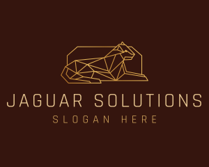 Jaguar - Geometric Golden Wildcat logo design