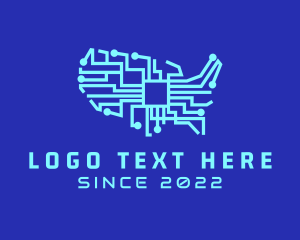 Map - American Cyber Tech Company logo design