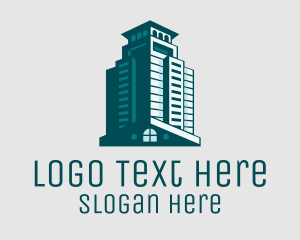 Architecture - Elegant Teal Building logo design