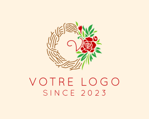 Vacation - Floral Wreath Holiday Decor logo design