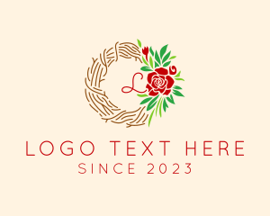 Aesthetic - Floral Wreath Holiday Decor logo design