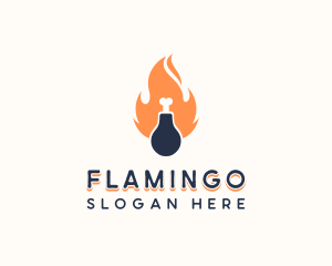 Poultry - Chicken Drumstick Flame Grill logo design
