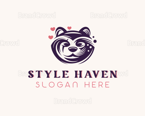 Raccoon Heart Animal Logo