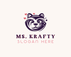 Stuffed Animal - Raccoon Heart Animal logo design
