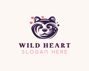 Raccoon Heart Animal  logo design