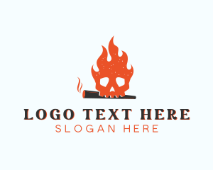 Fire - Skull Smoke Cigarette logo design