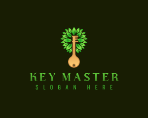 Unlock - Nature Tree Key logo design