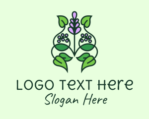 Biological - Lavender Flower Leaves logo design