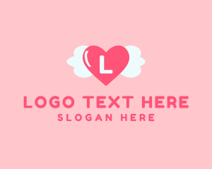 Pink Heart - Feminine Love Heart Wings logo design