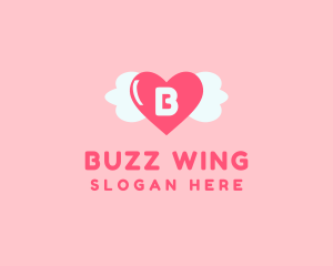 Feminine Love Heart Wings logo design