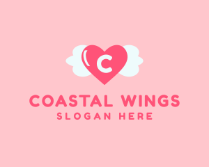 Feminine Love Heart Wings logo design