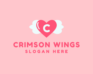 Feminine Love Heart Wings logo design