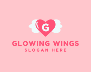 Feminine Love Heart Wings logo design