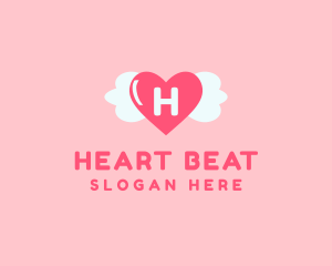 Feminine Love Heart Wings logo design