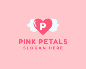 Feminine Love Heart Wings logo design