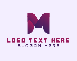 Three-dimensional - Purple Startup Letter M logo design