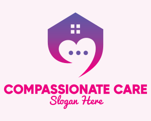 Caring - Lovely Home Chat Messaging logo design