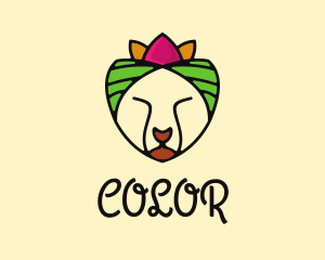 Tropical - Lotus Headwrap Cat logo design