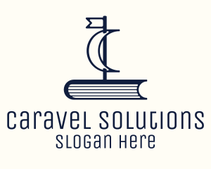 Caravel - Blue Book Ship logo design