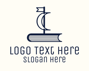 Library - Blue Book Ship logo design