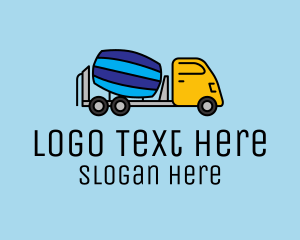 Truck Company - Multicolor Cement Truck logo design