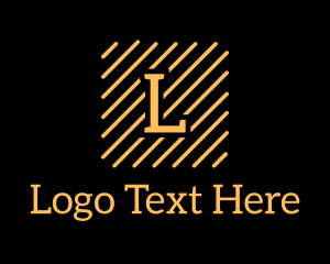 Discount - Yellow Stripe Letter Square logo design