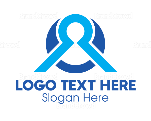 Abstract Blue Symbol Letter A Logo 