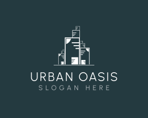 Downtown - City Building Construction logo design