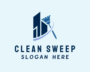 Sweeping - Sweeping Broom Building logo design