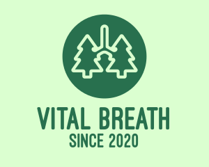 Breathing - Green Pine Tree Lungs logo design