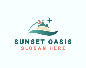 Airplane Sunset Travel Vacation logo design