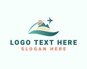 Ocean - Airplane Sunset Travel Vacation logo design