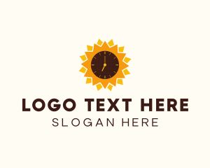 Flower Shop - Sunflower Time Clock logo design