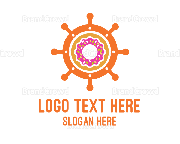 Donut Ship Wheel Logo