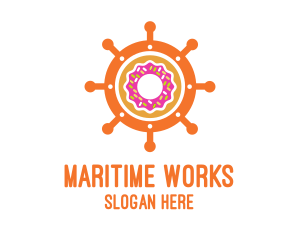 Donut Ship Wheel logo design