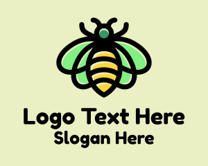 Beeswax - Monoline Honeybee Insect logo design