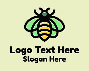 Natural - Monoline Honeybee Insect logo design