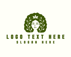 Curly - Female Afro Vines logo design