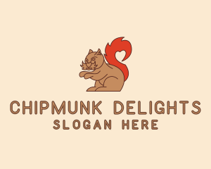 Chipmunk - Squirrel Heart Tail logo design